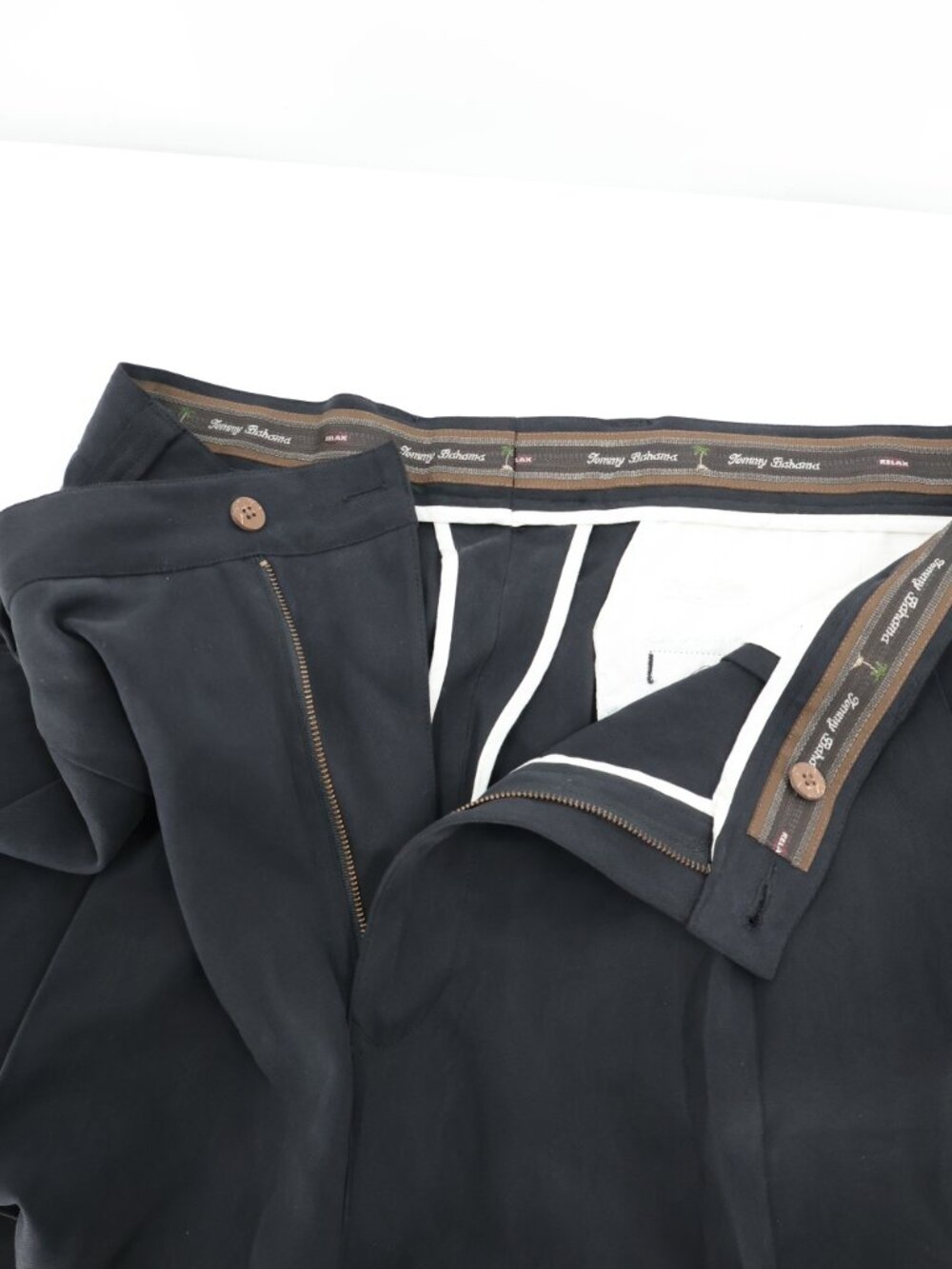 NWT Tommy Bahama Pants Mens 42 L34 Silk Pleated herringbone High Rise Black - Picture 10 of 11